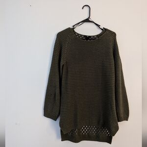 H&M oversized in knit sweater ft high low design hunter green